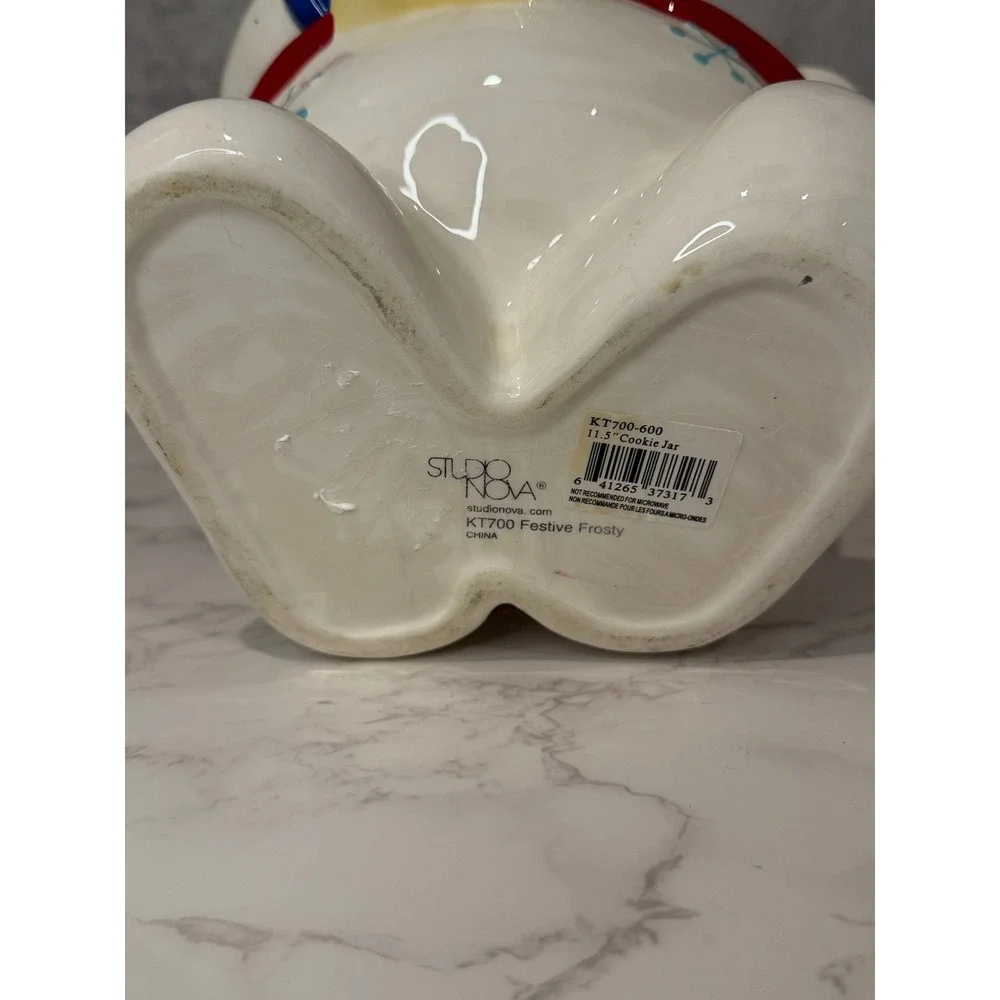 Studio Nova Festive Frosty Snowman Cookie Jar KT700 Christmas Holiday Ceramic